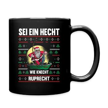 Angeln Weihnachtsmann Angler Weihnachten - Tasse einfarbig - Schwarz - Rechts