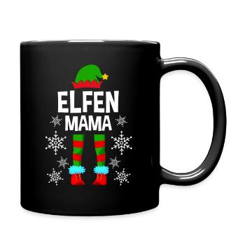 Elfen Mama Elfe Partnerlook Weihnachten Weihnachts - Tasse einfarbig - Schwarz - Rechts