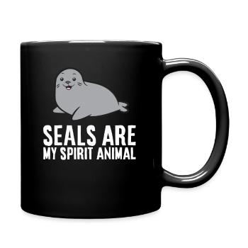 Funny Seal Lover Seals Are My Spirit Animal - Full Colour Mug - black - Right