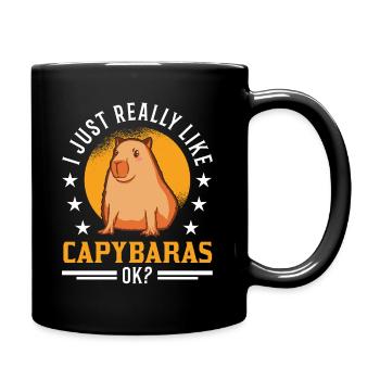 I just really like Capybaras capybara - Full Colour Mug - black - Right