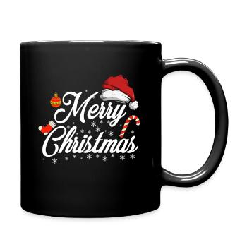 Merry Christmas Happy Christmas - Full Colour Mug - black - Right