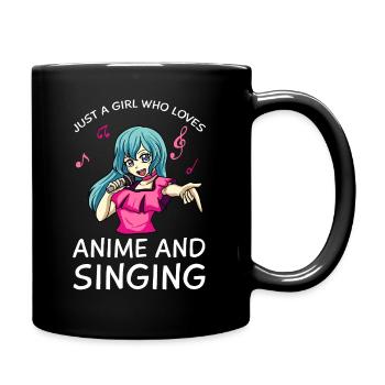 Anime Manga Kawaii Mädchen Singen Musik - Tasse einfarbig - Schwarz - Rechts