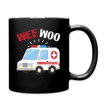 Wee Woo Sanitäter Rettungsdienst Geschenk - Tasse einfarbig - Schwarz - Rechts