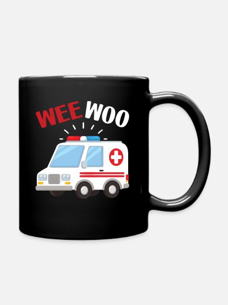 Wee Woo Sanitäter Rettungsdienst Geschenk - Tasse einfarbig - Schwarz