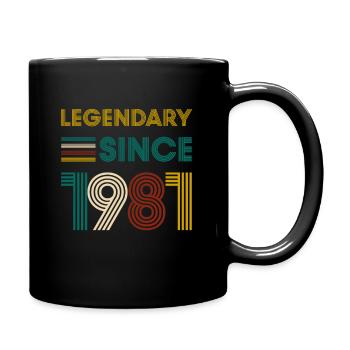 Vintage Legendary since 1981 Geburtstag - Tasse einfarbig - Schwarz - Rechts