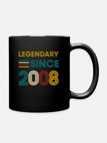 Vintage Legendary since 2008 birthday - Full Colour Mug - black