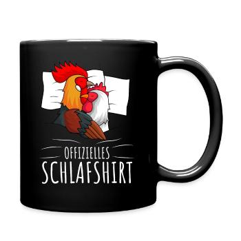 Offizielles Schlafshirt Hühner Landwirt Hahn - Tasse einfarbig - Schwarz - Rechts