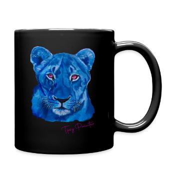 Blaue Löwin - Tasse einfarbig - Schwarz - Rechts