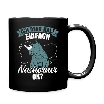 Nashorn Nashörner - Ich mag halt einfach Nashörner - Tasse einfarbig - Schwarz - Rechts