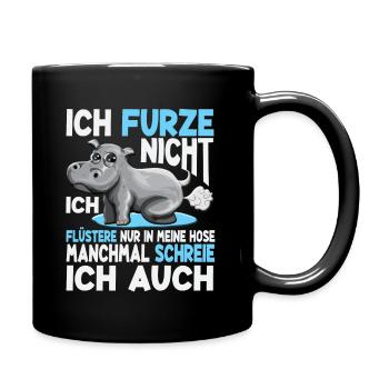 Furzendes Nilpferd Ich Furze Nicht flüstere nur - Tasse einfarbig - Schwarz - Rechts