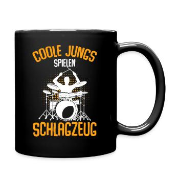 Coole Jungs spielen Schlagzeug Drummer - Tasse einfarbig - Schwarz - Rechts
