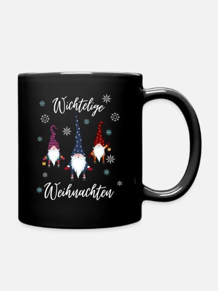 Weihnachtswichtel Wichtelige Weihnachten - Tasse einfarbig - Schwarz