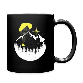 Paraglider Gleitschirm über Berge - Tasse einfarbig - Schwarz - Rechts