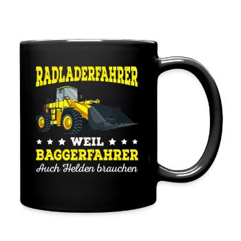 Radlader Baustelle Bagger Baggerlader - Tasse einfarbig - Schwarz - Rechts