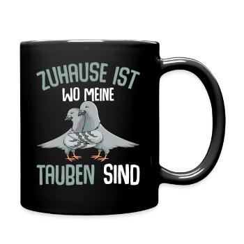 Zuhause ist wo meine Tauben sind Taube - Tasse einfarbig - Schwarz - Rechts