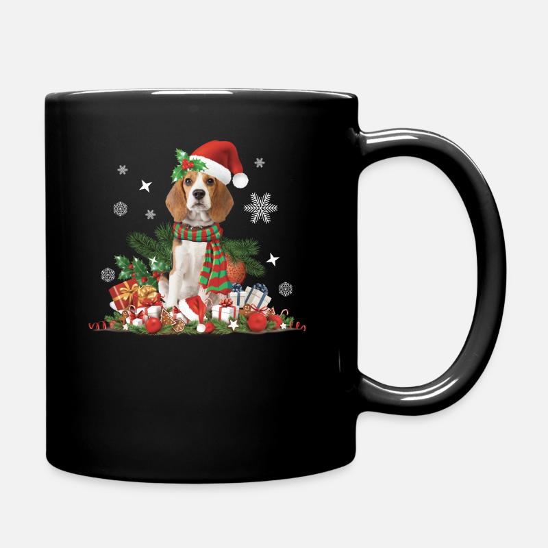 Weihnachts-Beagle-Hund - Tasse einfarbig - Schwarz