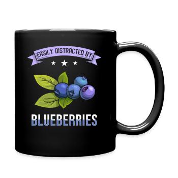 Blaubeeren Spruch - Tasse einfarbig - Schwarz - Rechts