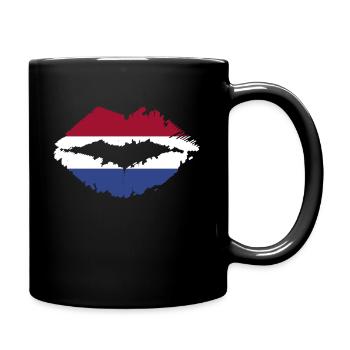 Holland Kuss Mund Ich liebe Holland - Tasse einfarbig - Schwarz - Rechts