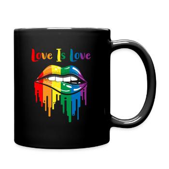 Love Is Love Gay Pride Rainbow Lips - Full Colour Mug - black - Right