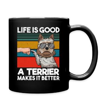 Life Is Good A Terrier Makes It Better Fist Bump - Full Colour Mug - black - Right