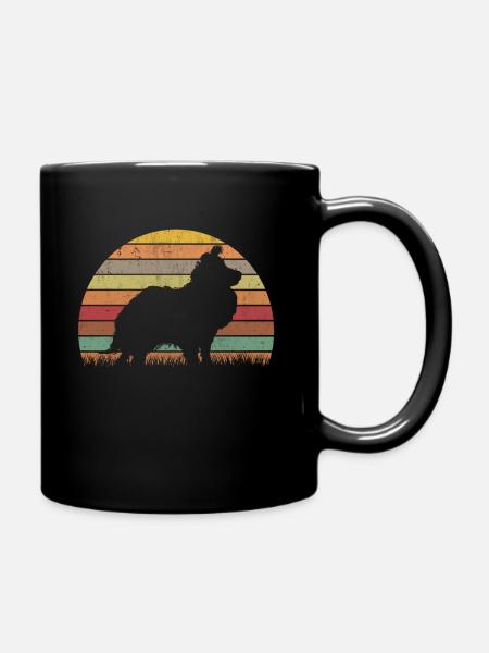 Sheltie Retro Berger Chien Vintage Shetland Sheepdog - Mug uni - noir