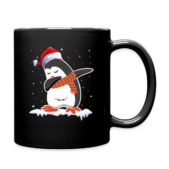 dabbing Pinguin Christmas - Tasse einfarbig - Schwarz - Rechts