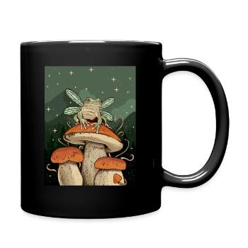 Cottagecore Aesthetic Fairy Frog on Mushroom - Full Colour Mug - black - Right