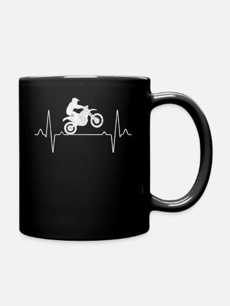 Motocross Herzschlag - Tasse einfarbig - Schwarz