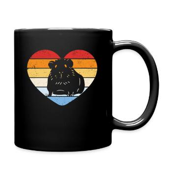 Vintage Meerschweinchen - Tasse einfarbig - Schwarz - Rechts