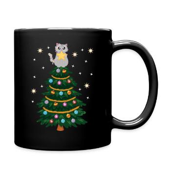 Cat Christmas Christmas Tree Christmas Tree - Full Colour Mug - black - Right