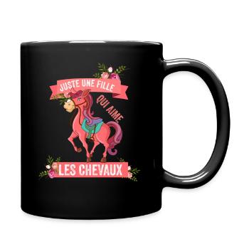 Humour Cheval femme Fille Chevaux equitation - Mug uni - noir - Droite