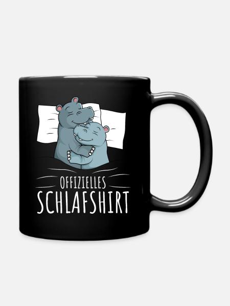 Offizielles Schlafshirt Nilpferd Hippo - Tasse einfarbig - Schwarz