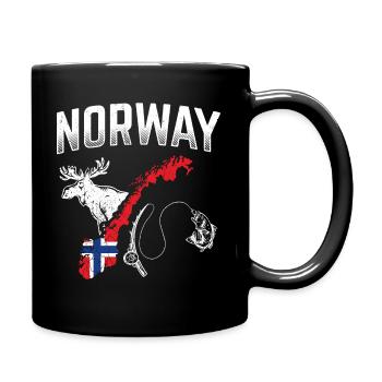 Norwegen Urlaub Norwegen Landkarte Angel Norwegen - Tasse einfarbig - Schwarz - Rechts