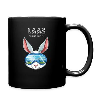 Laax Graubünden Schweiz Retro Ski Hase - Tasse einfarbig - Schwarz - Rechts