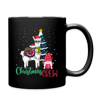 Paresseux et gnome montent lama chapeau de Noël - Mug uni - noir - Droite