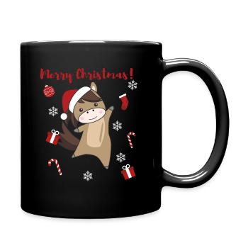 Cheval Poney Noël Neige Hiver Animaux Chevaux - Mug uni - noir - Droite