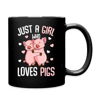 Pigs Kids Girls Gift - Full Colour Mug - black - Right