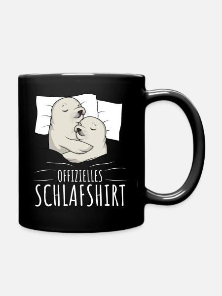 Offizielles Schlafshirt Robbe Schlafen - Tasse einfarbig - Schwarz