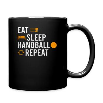 Eat Sleep Handball Repeat - Tasse einfarbig - Schwarz - Rechts