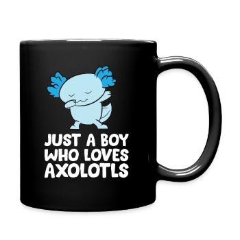 Nur ein Junge, der Axolotls liebt Lustiger Axolotl - Tasse einfarbig - Schwarz - Rechts