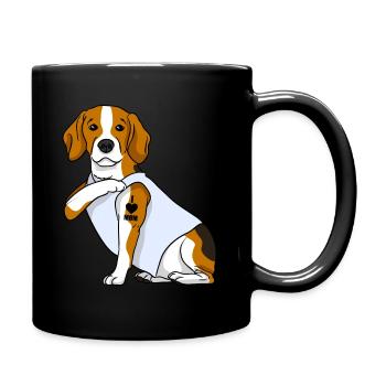 J’aime maman Tatouage Beagle Chien Fête des mères - Mug uni - noir - Droite