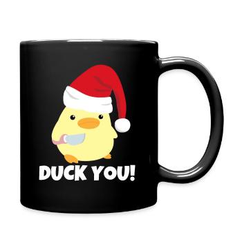 Canard vous! Canard de Noël avec mème au couteau - Mug uni - noir - Droite