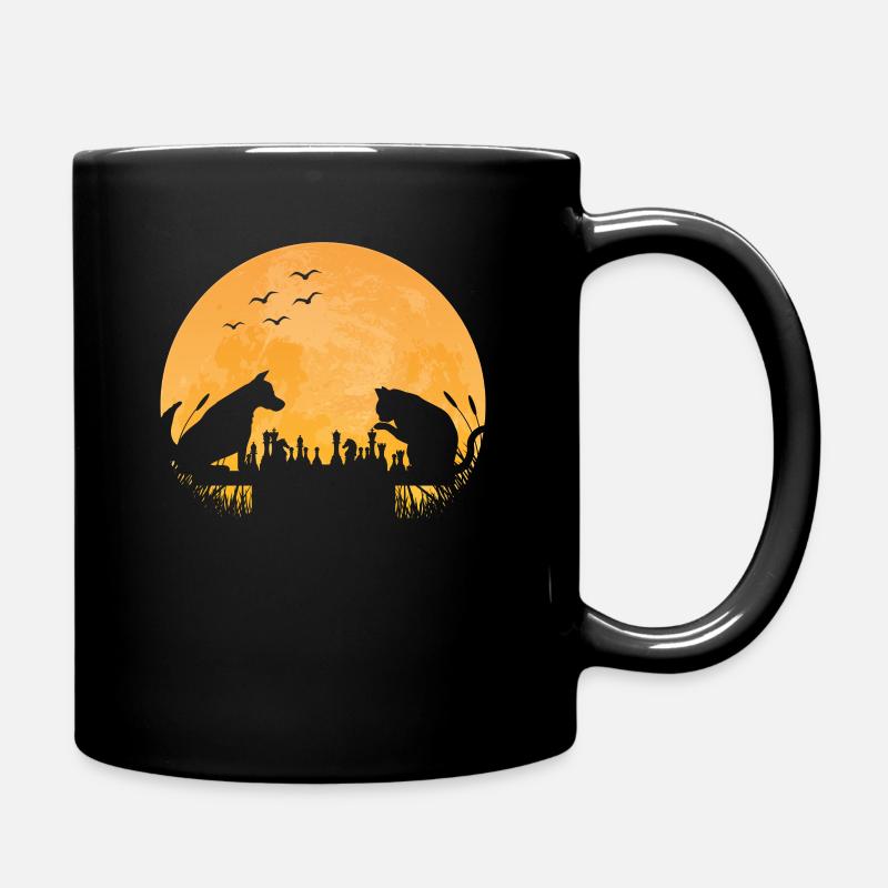 Schach Schachspieler Schachspiel Hund Katze - Tasse einfarbig - Schwarz