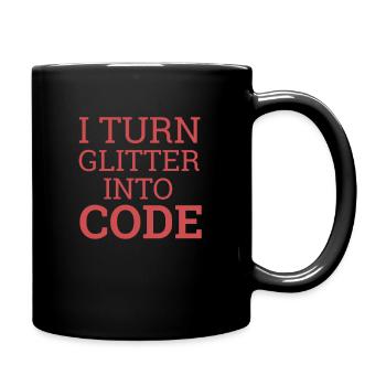 "Glitter Code | Programmierer" - Tasse einfarbig - Schwarz - Rechts