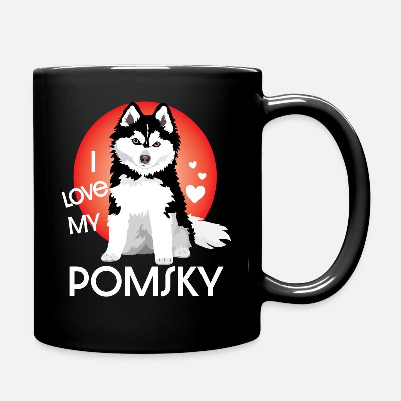 doux chien Pomsky, j’adore mon Pomsky - Mug uni - noir