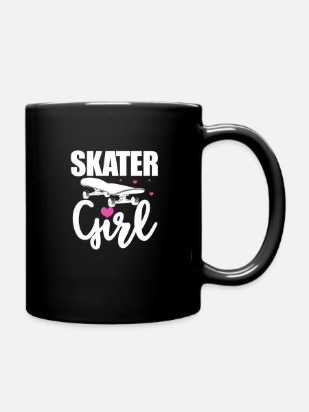 Skater Girl Skateboard Skate Skaterin Geschenk - Tasse einfarbig - Schwarz