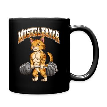 Muskelkater Fitness Katze Kater Bodybuilding - Tasse einfarbig - Schwarz - Rechts