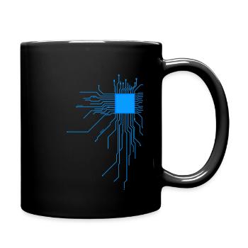 board blue computer pc admin core cpu nerd code - Full Colour Mug - black - Right