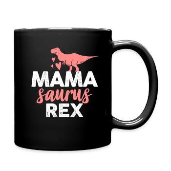 Mama Dino parents animaux T-Rex cadeau enfants rouges - Mug uni - noir - Droite