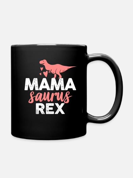 Mama Dino parents animaux T-Rex cadeau enfants rouges - Mug uni - noir